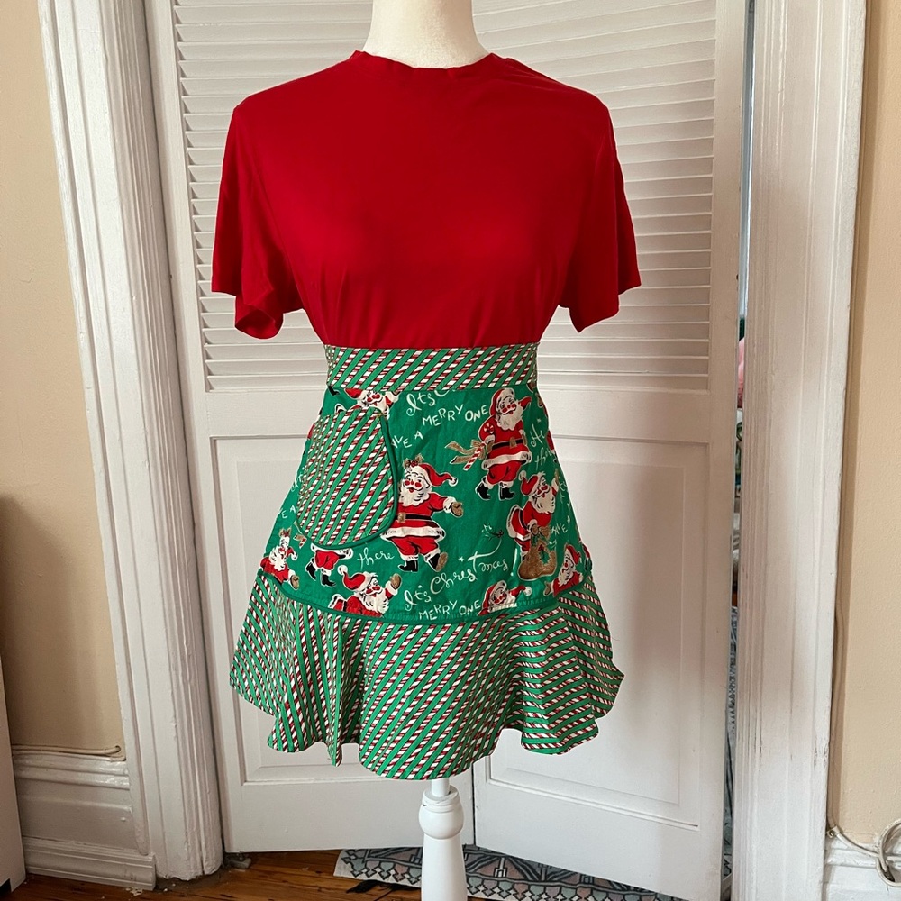 Festive Green and Red Santa apron